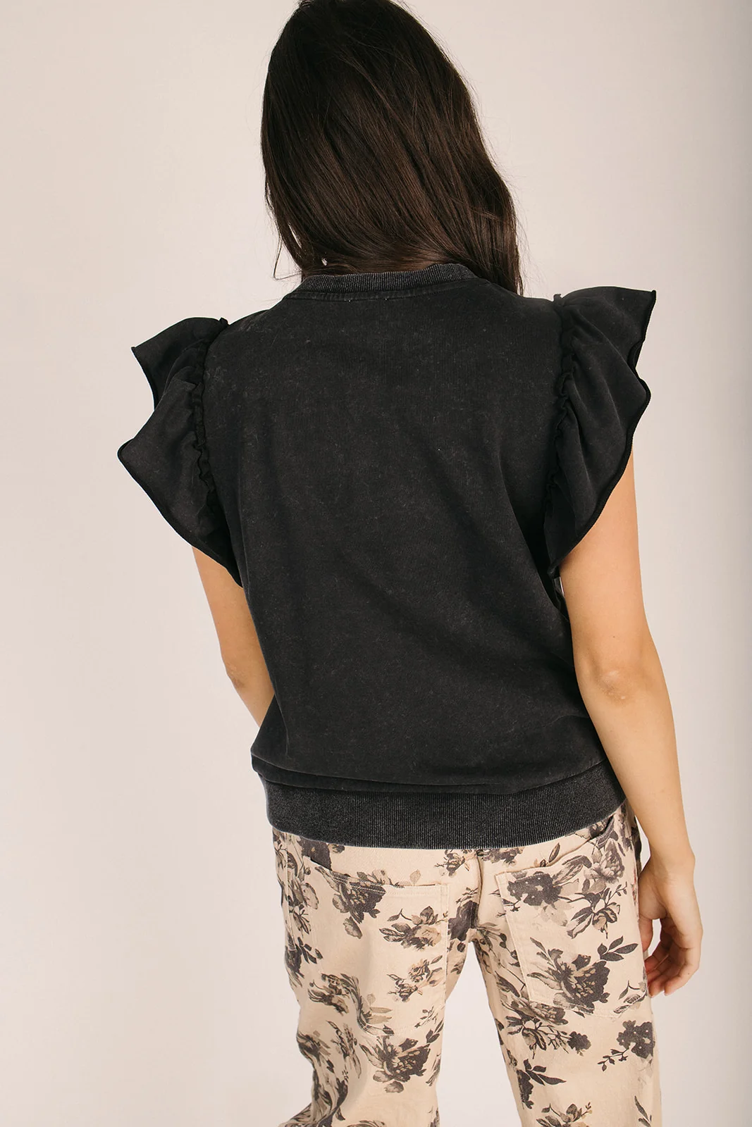 The Marta Ruffle Sleeve Blouse in Black - Image 2