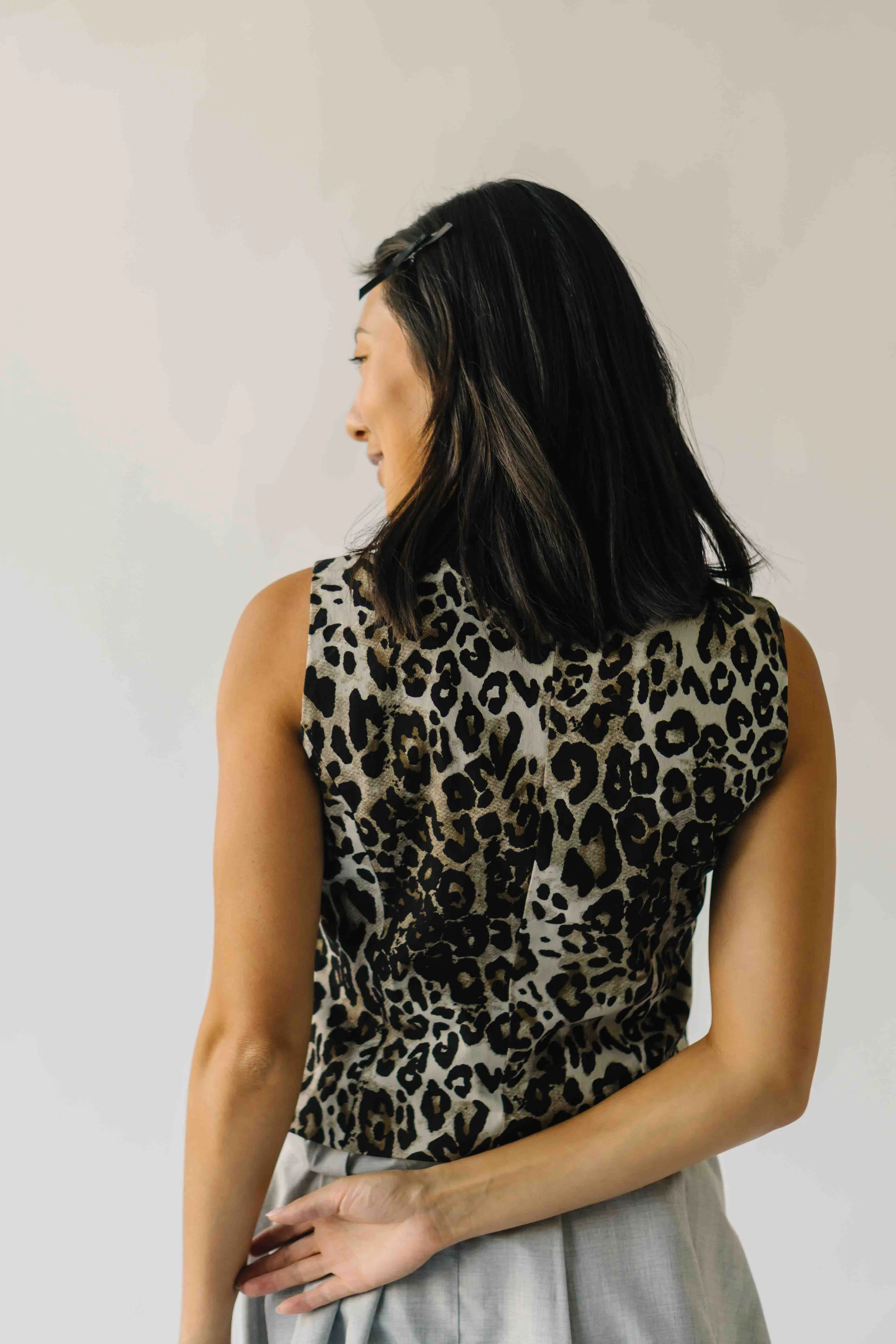 The Maygen Button-Up Vest in Leopard - Image 2