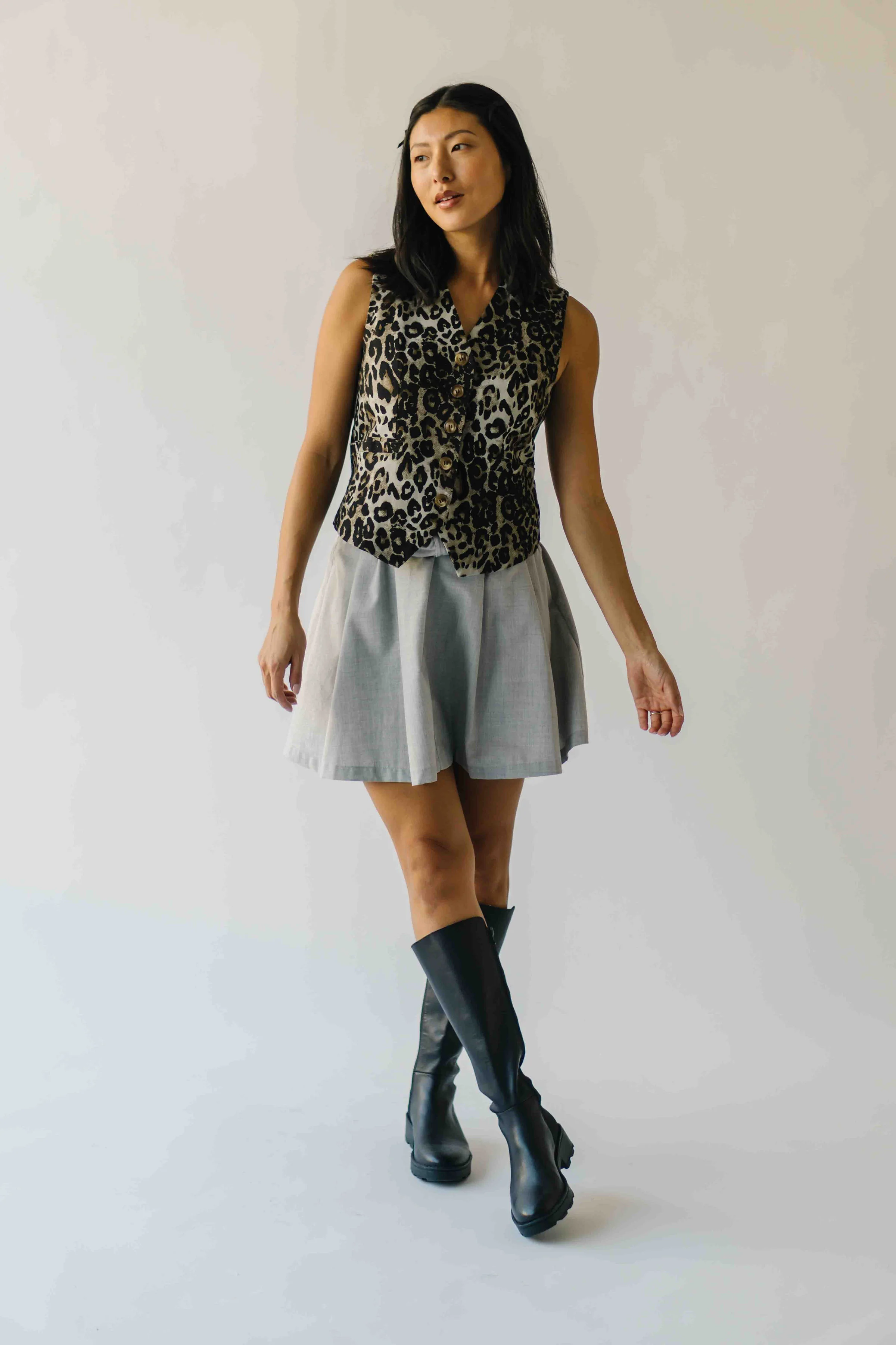 The Maygen Button-Up Vest in Leopard - Image 6