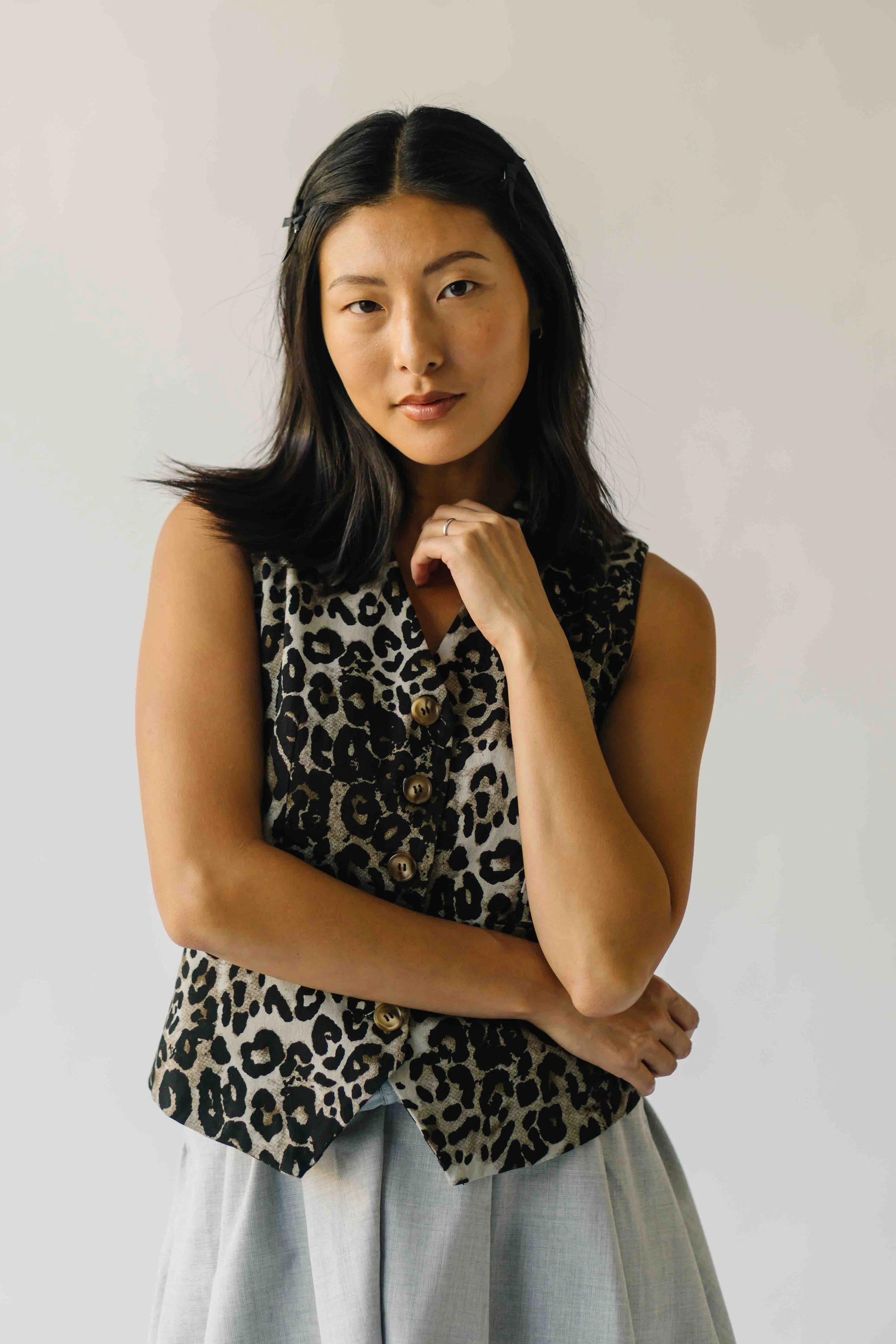 The Maygen Button-Up Vest in Leopard - Image 8