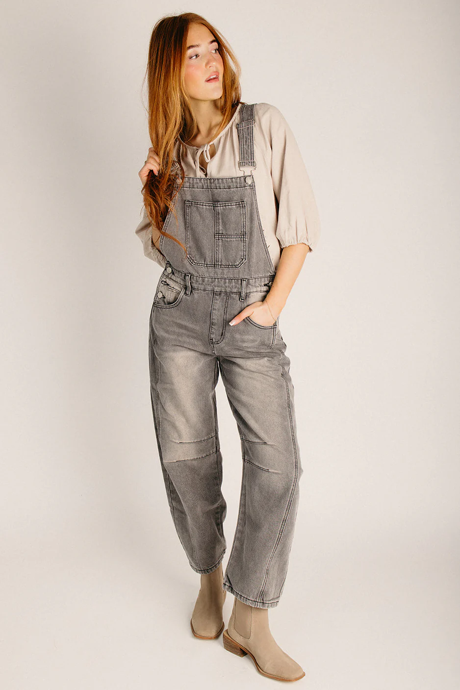 The Silvis Slouchy Overall in Grey Wash