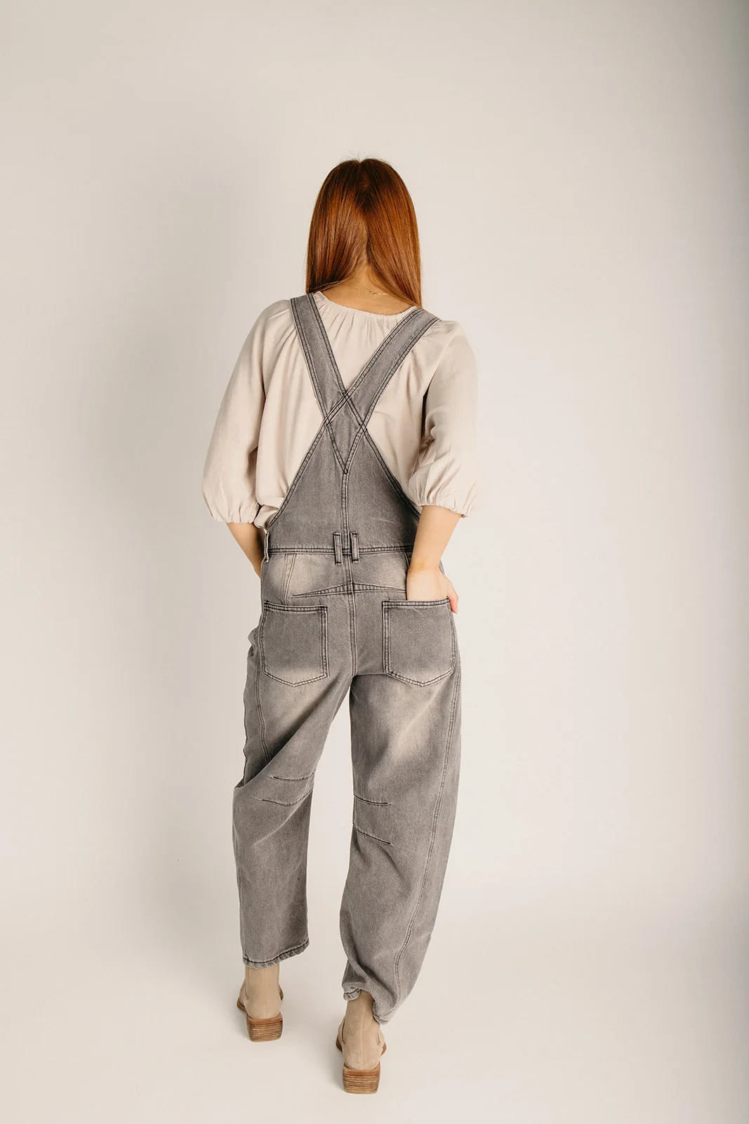 The Silvis Slouchy Overall in Grey Wash - Image 2