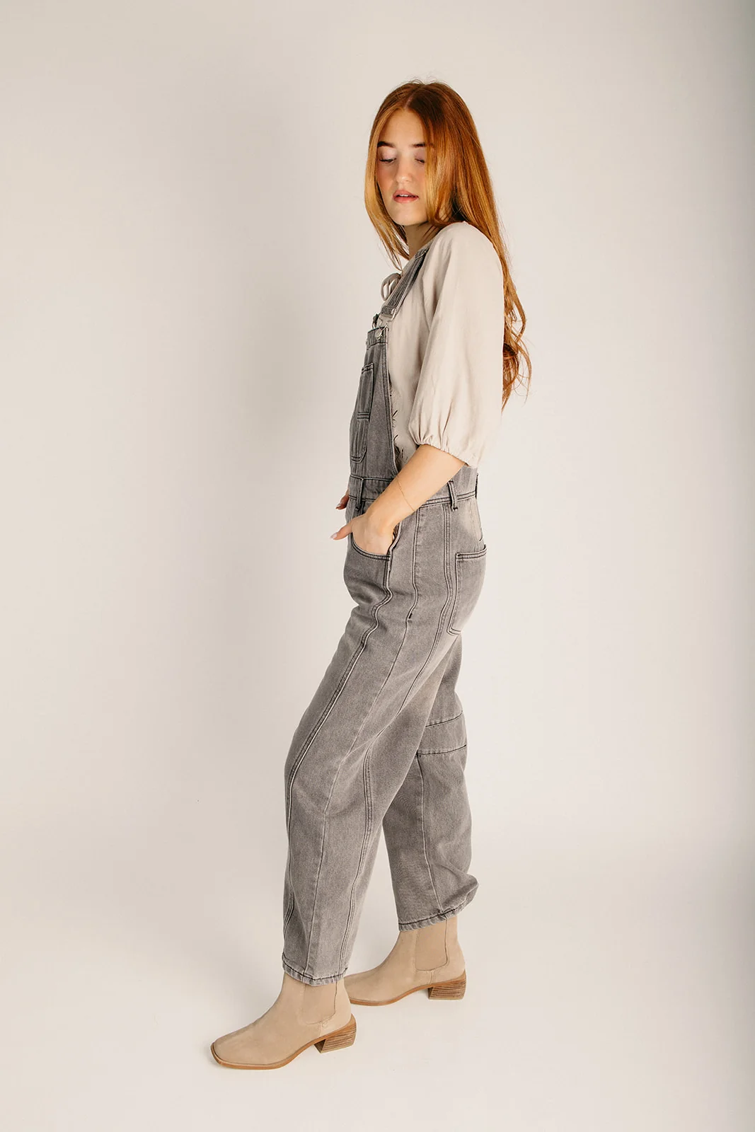 The Silvis Slouchy Overall in Grey Wash - Image 3
