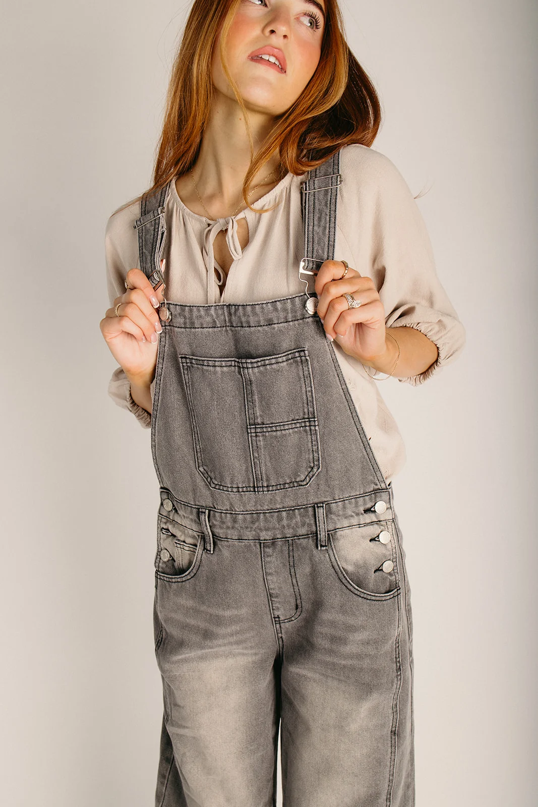 The Silvis Slouchy Overall in Grey Wash - Image 4