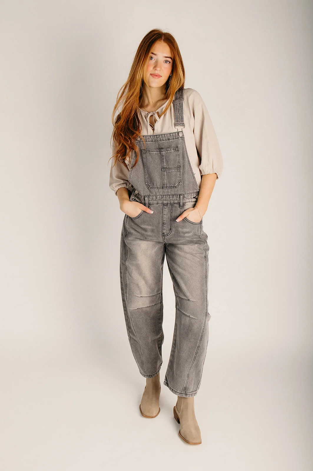 The Silvis Slouchy Overall in Grey Wash - Image 5