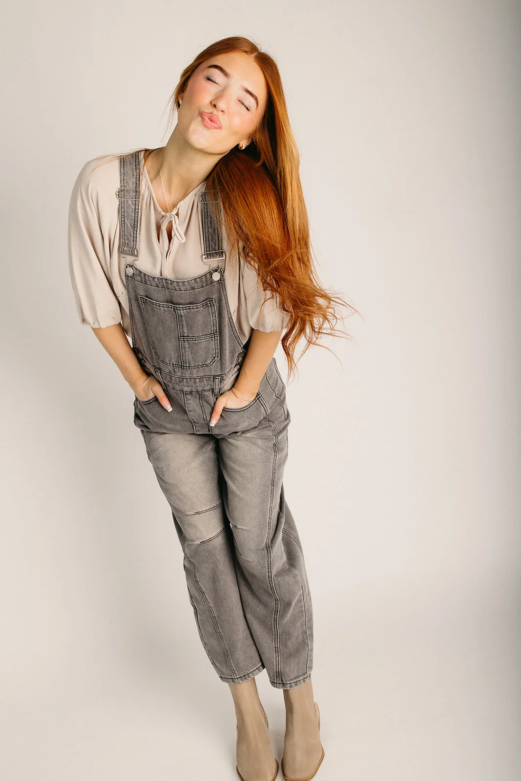 The Silvis Slouchy Overall in Grey Wash - Image 6