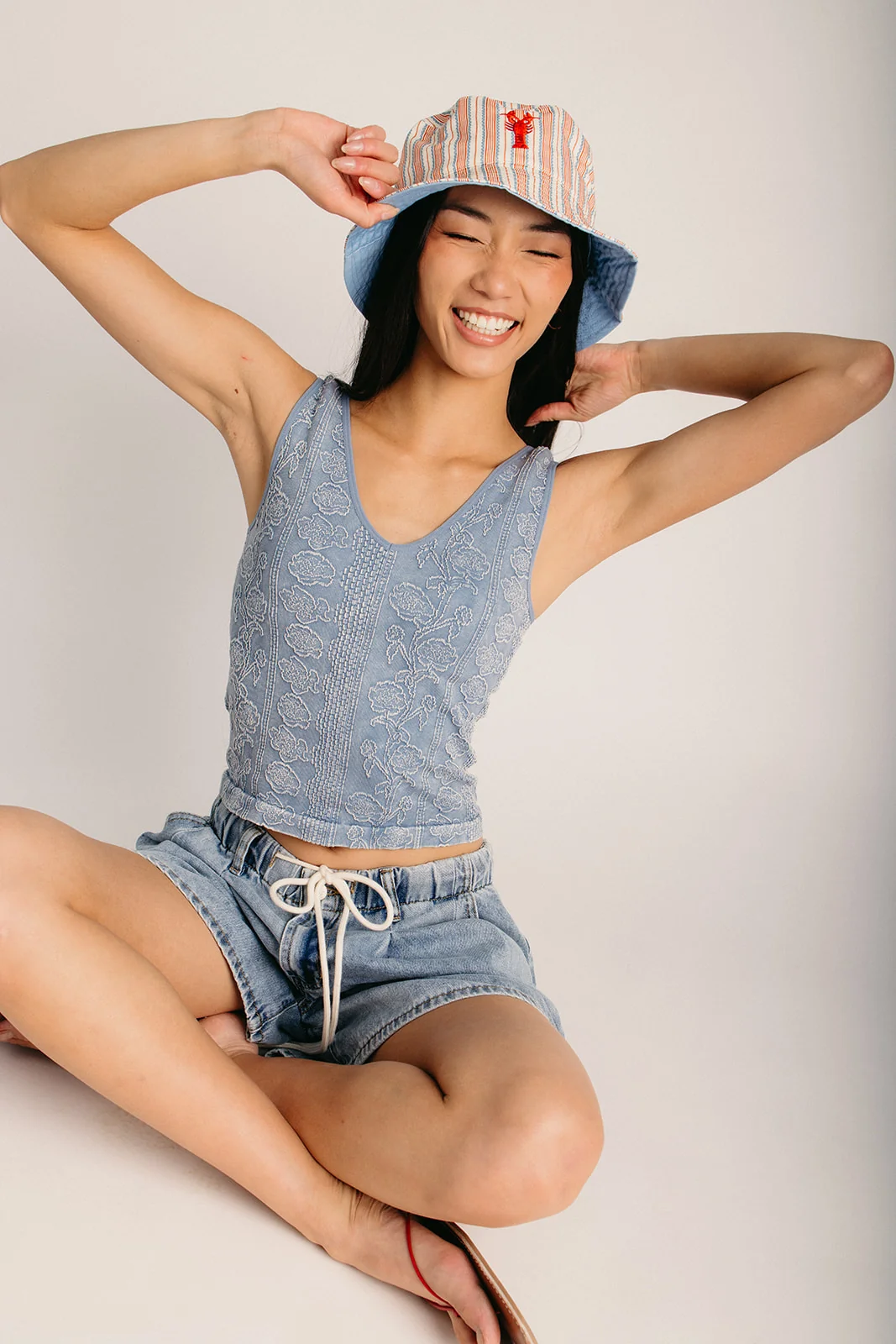 The Musgrove V-Neck Tank in Blue Floral - Image 3