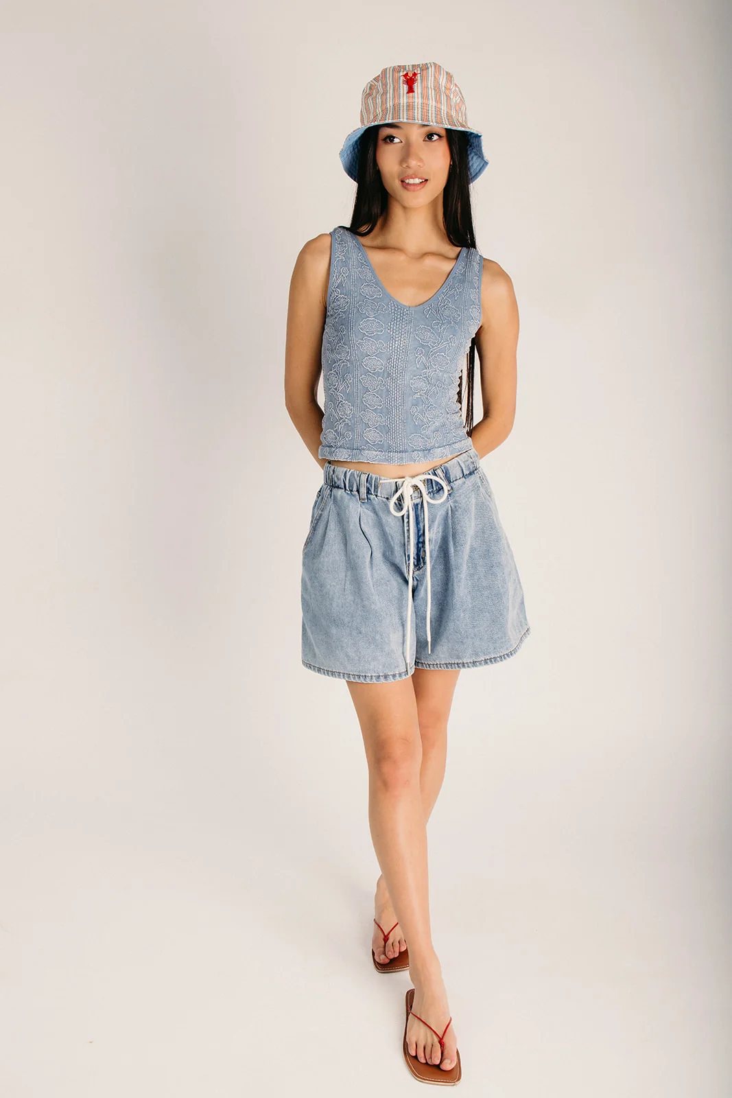The Musgrove V-Neck Tank in Blue Floral - Image 4