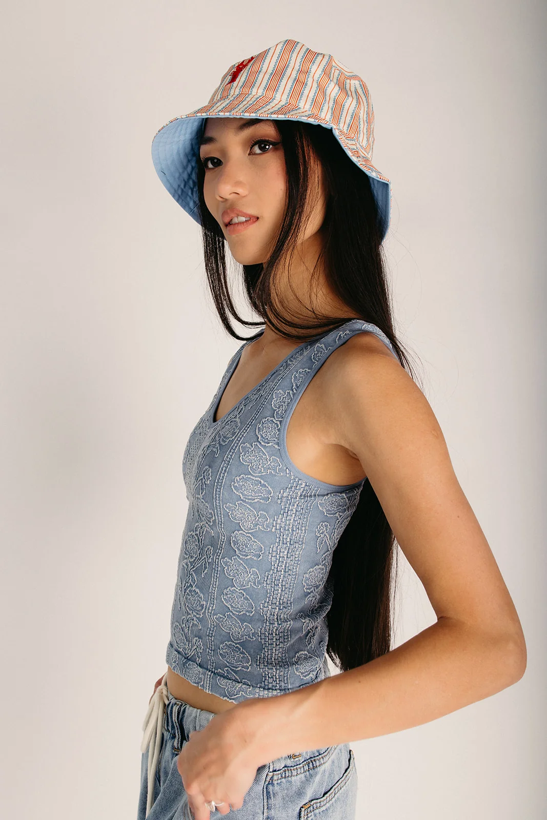 The Musgrove V-Neck Tank in Blue Floral - Image 5