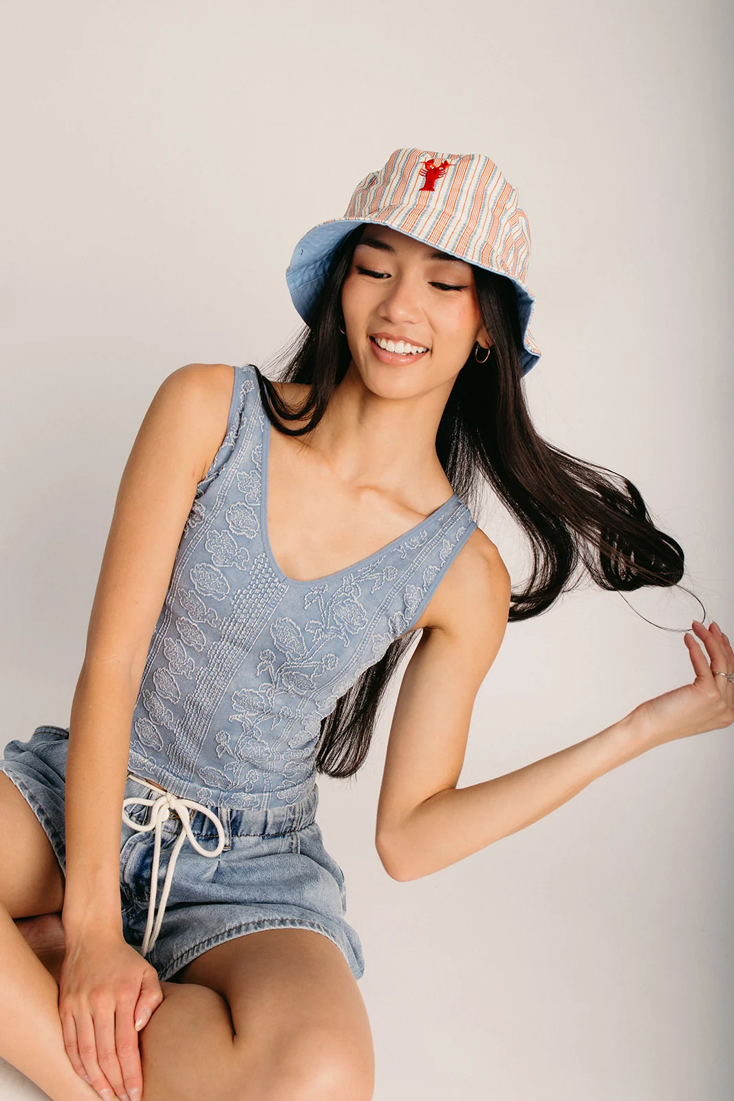 The Musgrove V-Neck Tank in Blue Floral - Image 6