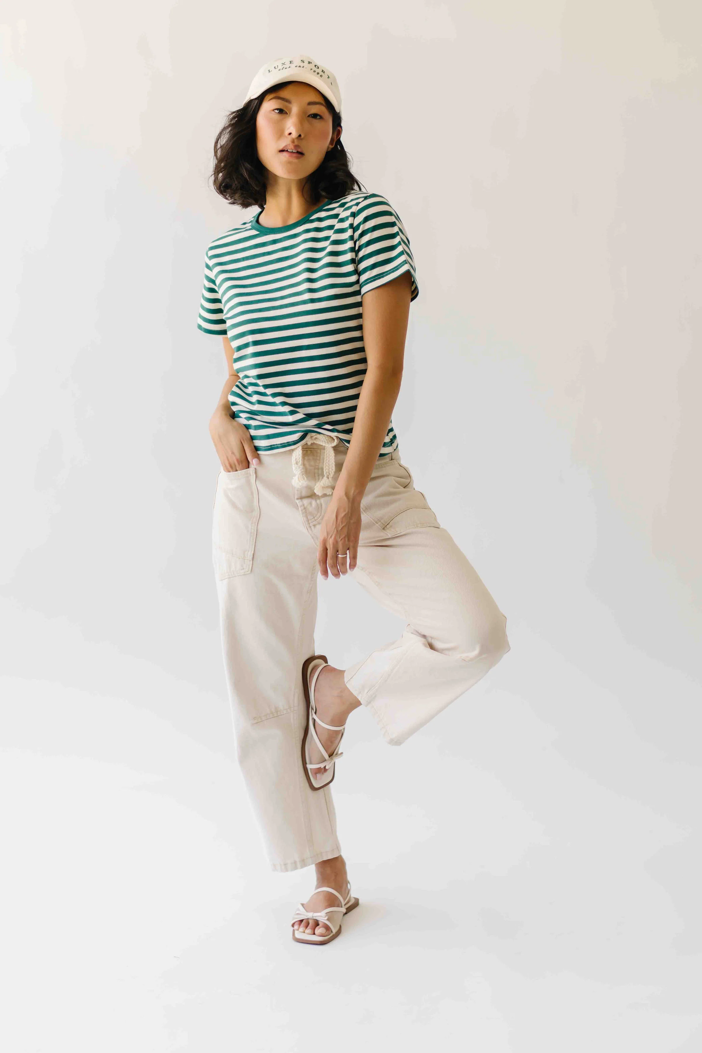 The Nolan Striped Tee in Green - Image 4