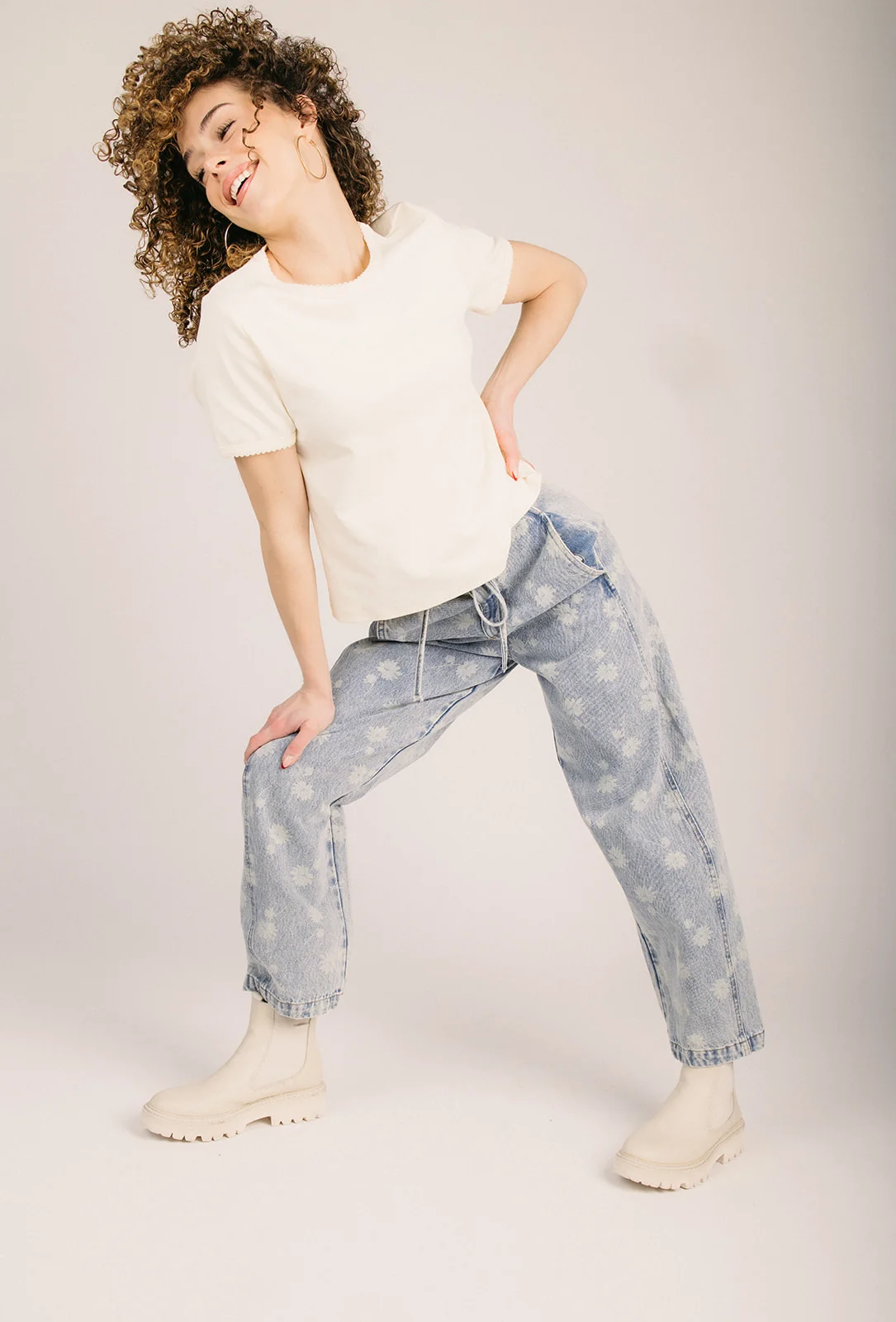 The Norda Scalloped Edge Basic Tee in Cream - Image 5