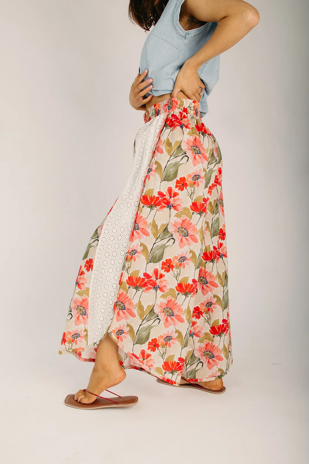 The Osmond Floral Eyelet Wide Leg Pant in Multi - Image 4