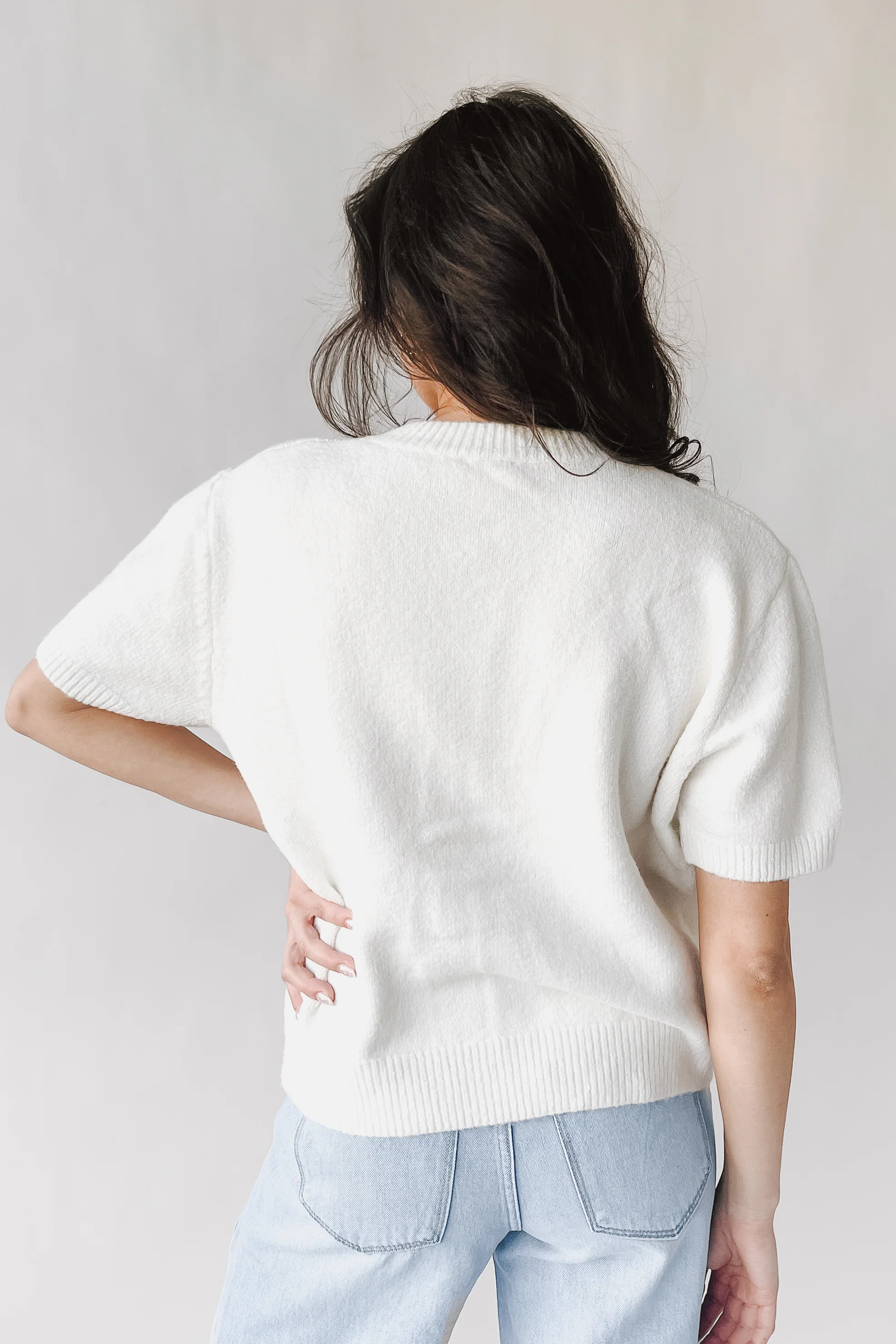 The Paddington Button-Up Cardigan in Cream - Image 11