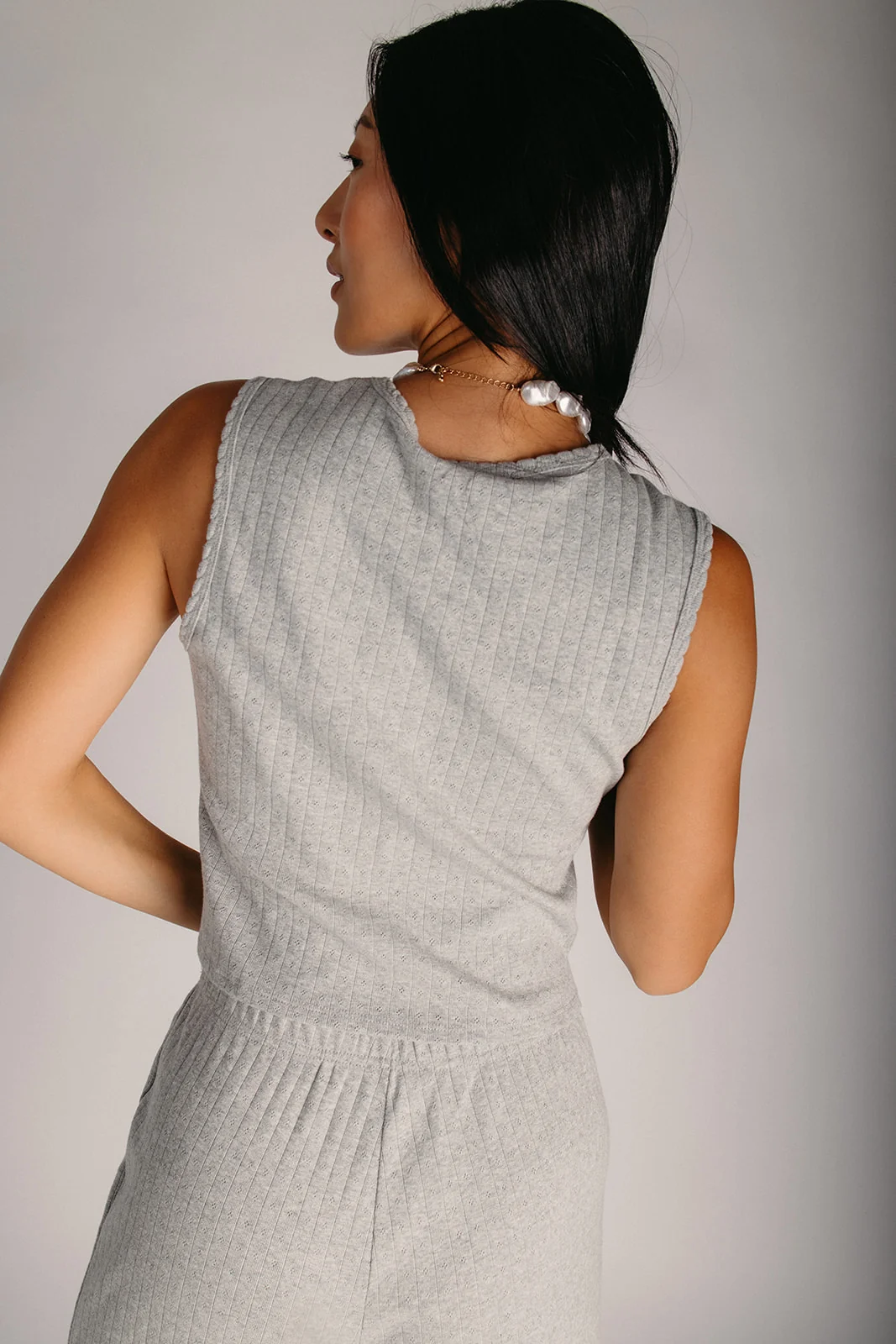 The Parra Pointelle Tank in Heather Grey - Image 2