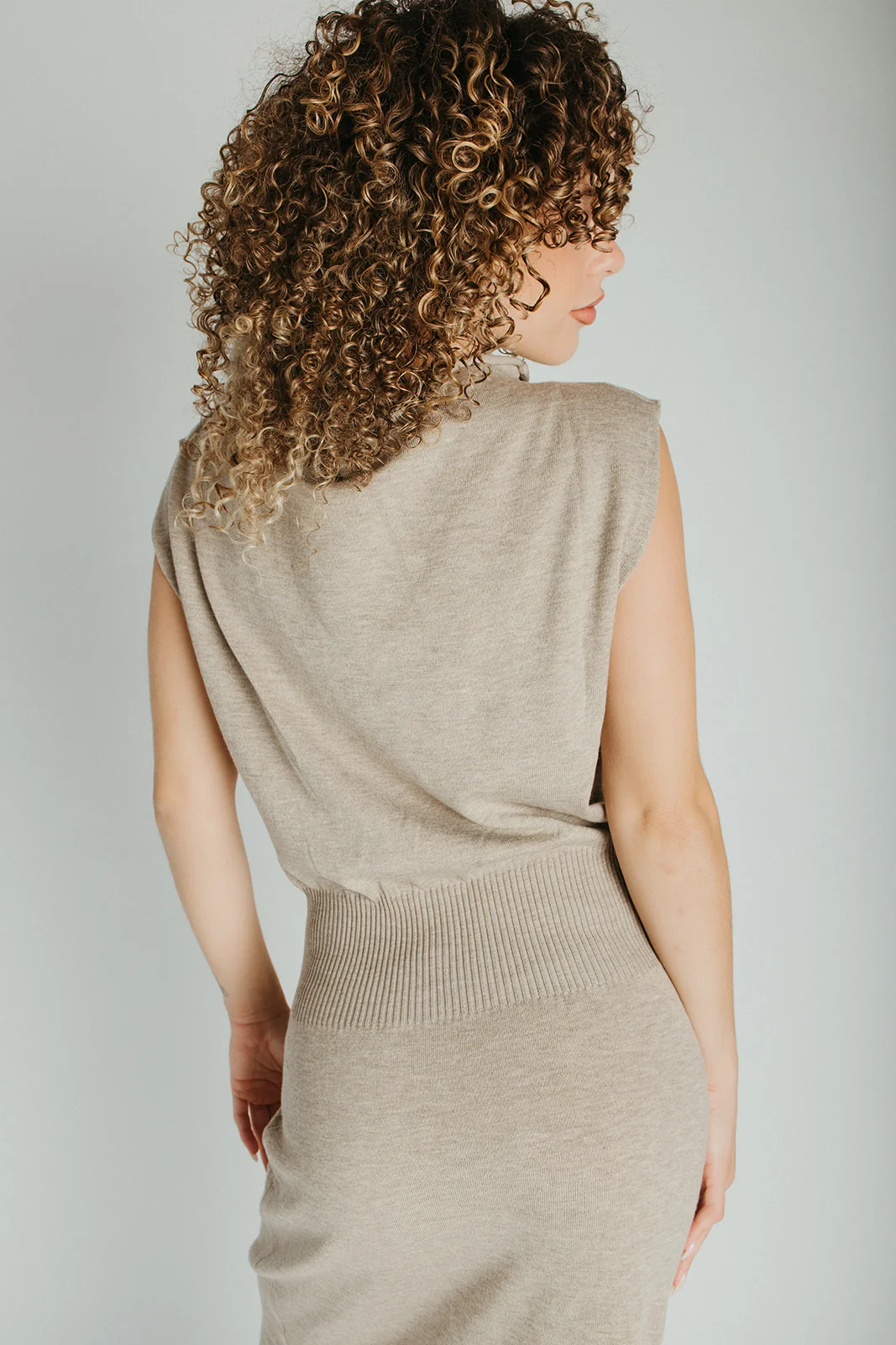 The Perrins Sweater Midi Dress in Oatmeal - Image 3