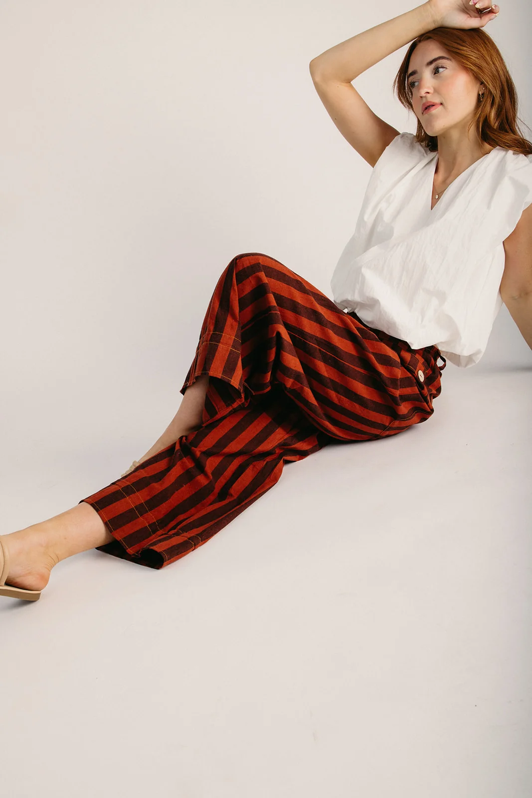 The Pliska Adjustable Hem Pant in Rust Stripe - Image 3