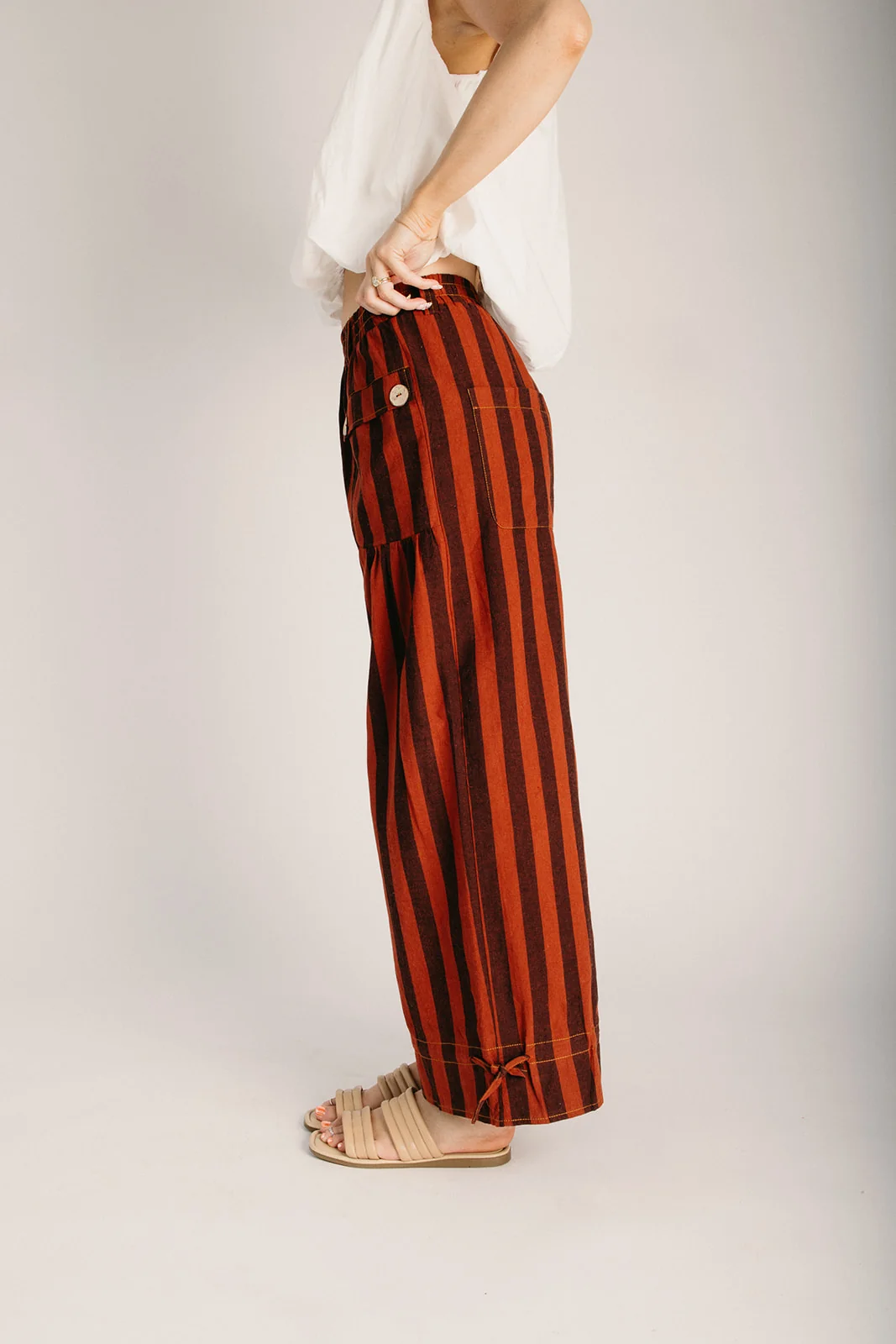 The Pliska Adjustable Hem Pant in Rust Stripe - Image 5