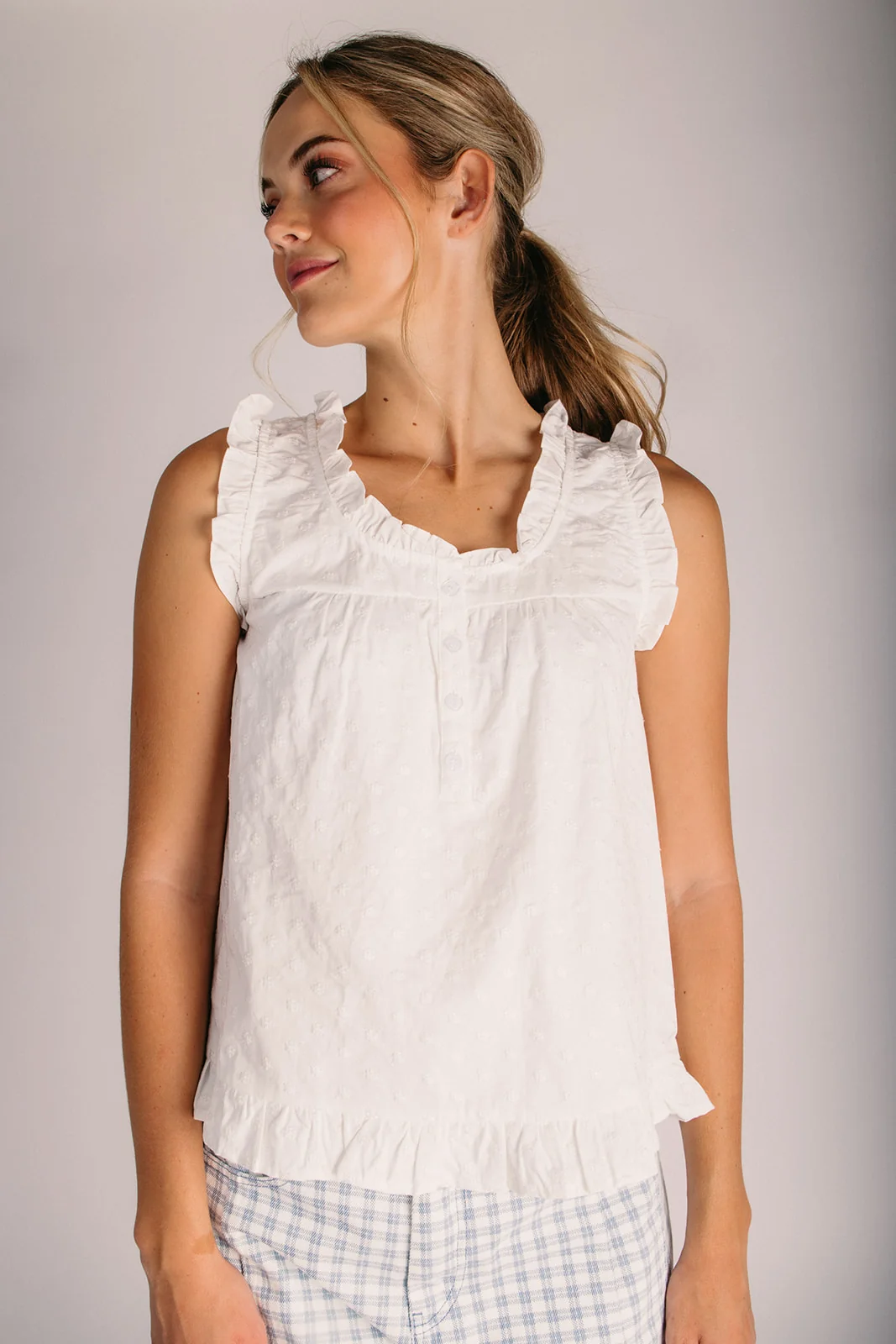 The Ramal Embroidered Tank in White - Image 2