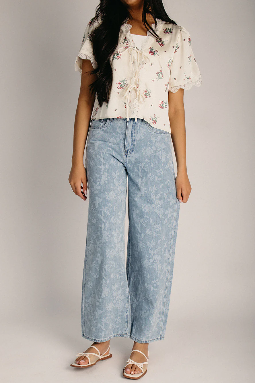 The Rasmus Baggy Floral Jean in Light Denim
