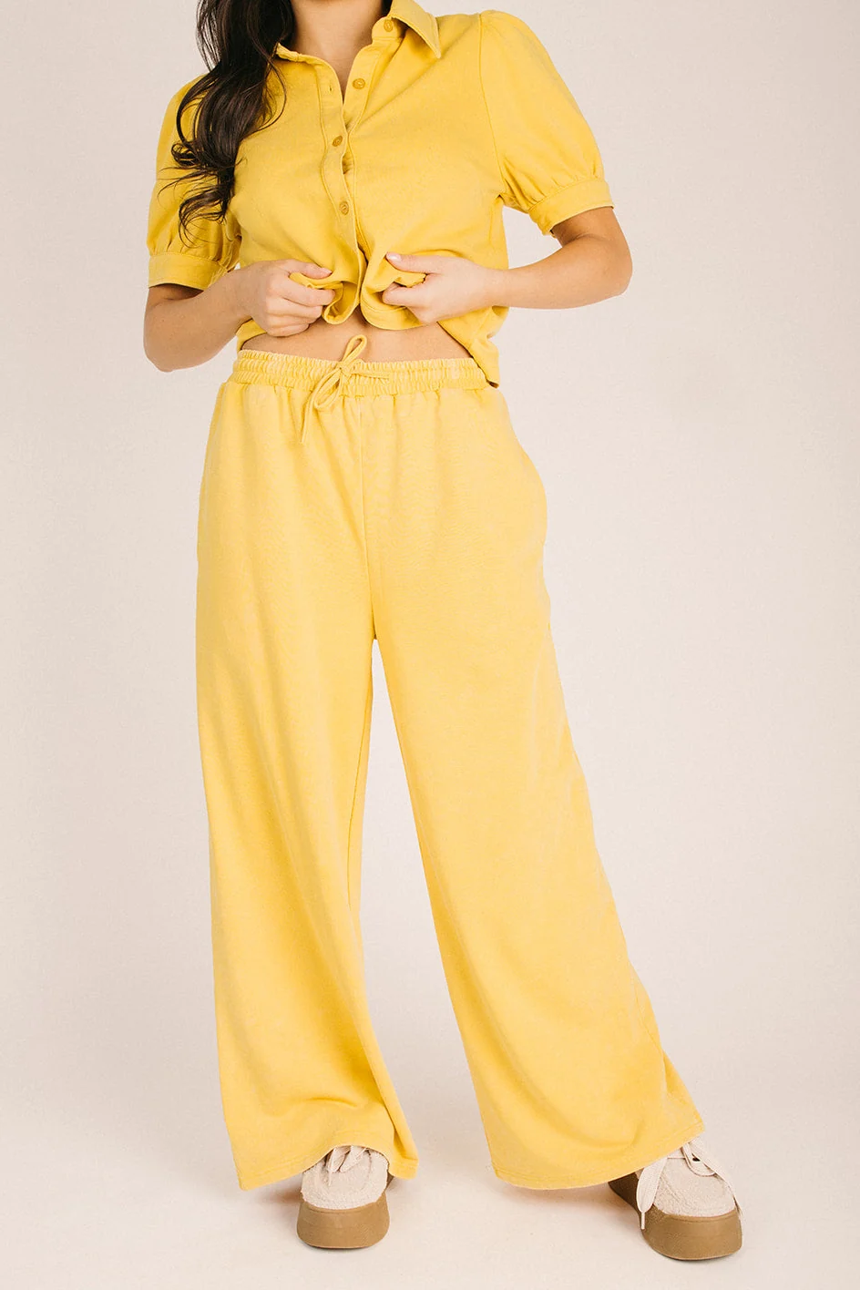 The Relford Wide Leg Pant in Honey Mustard