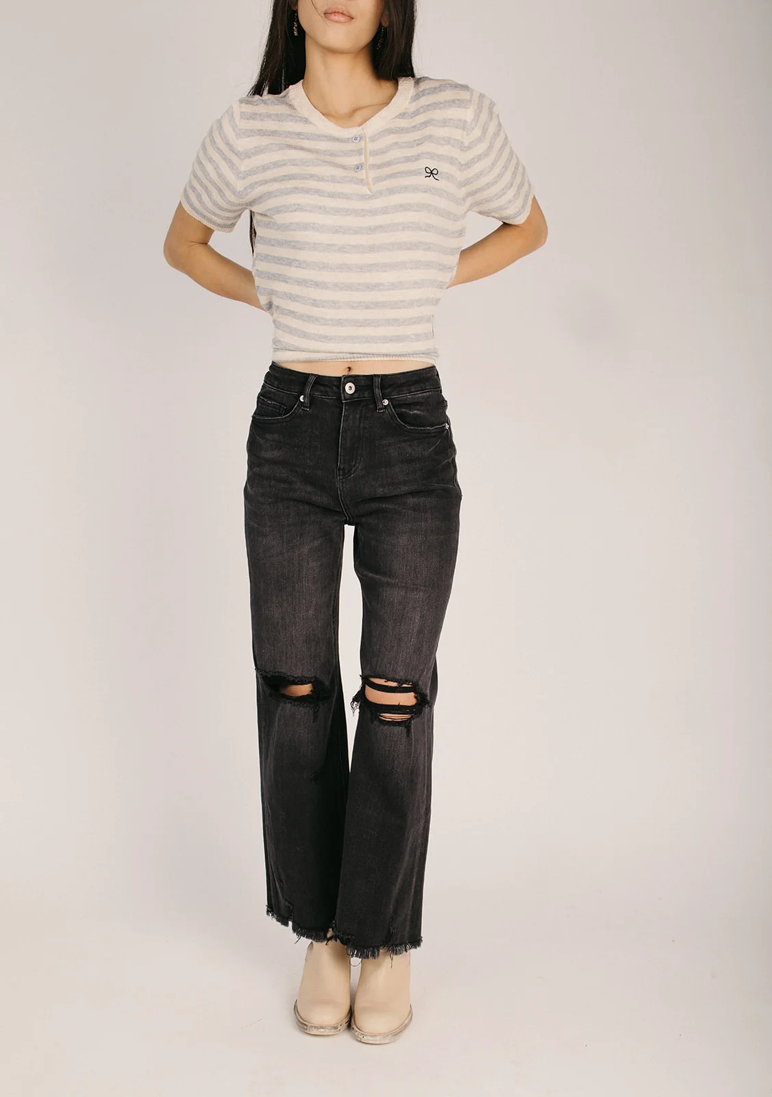 The Rinna High Rise Distressed Jean in Vintage Black - Image 2