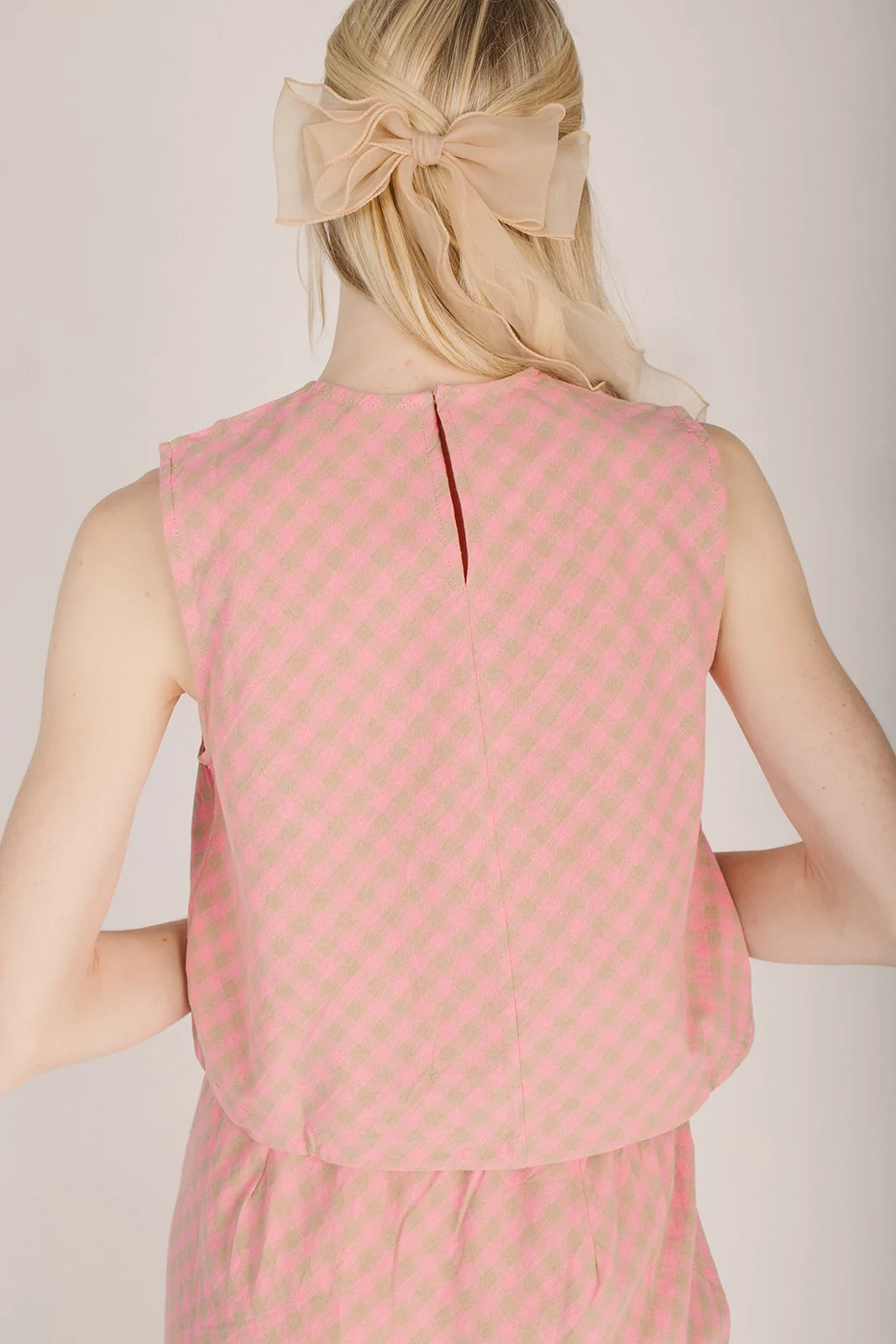 The Robstown Plaid Tank + Skirt Set in Pink + Mocha - Image 5