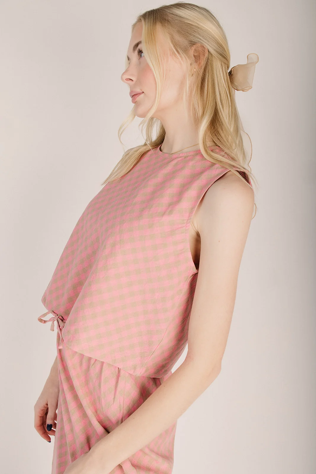The Robstown Plaid Tank + Skirt Set in Pink + Mocha - Image 8