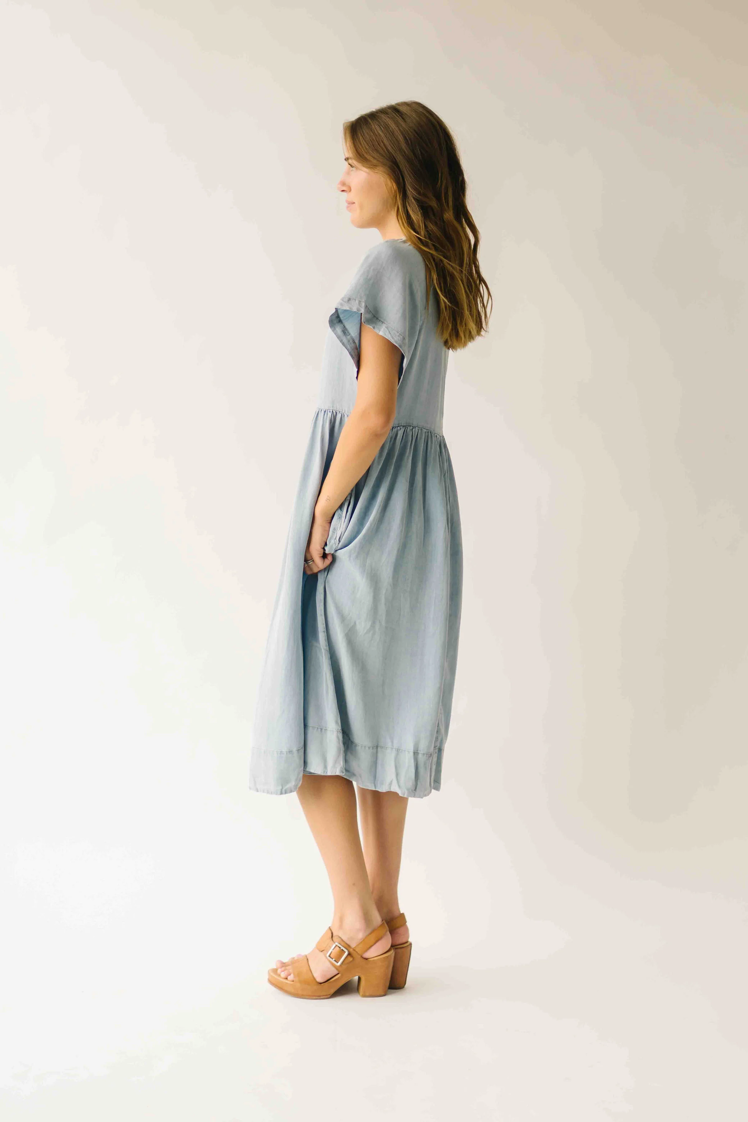 The Rosario Tencel Midi Dress in Denim - Image 12