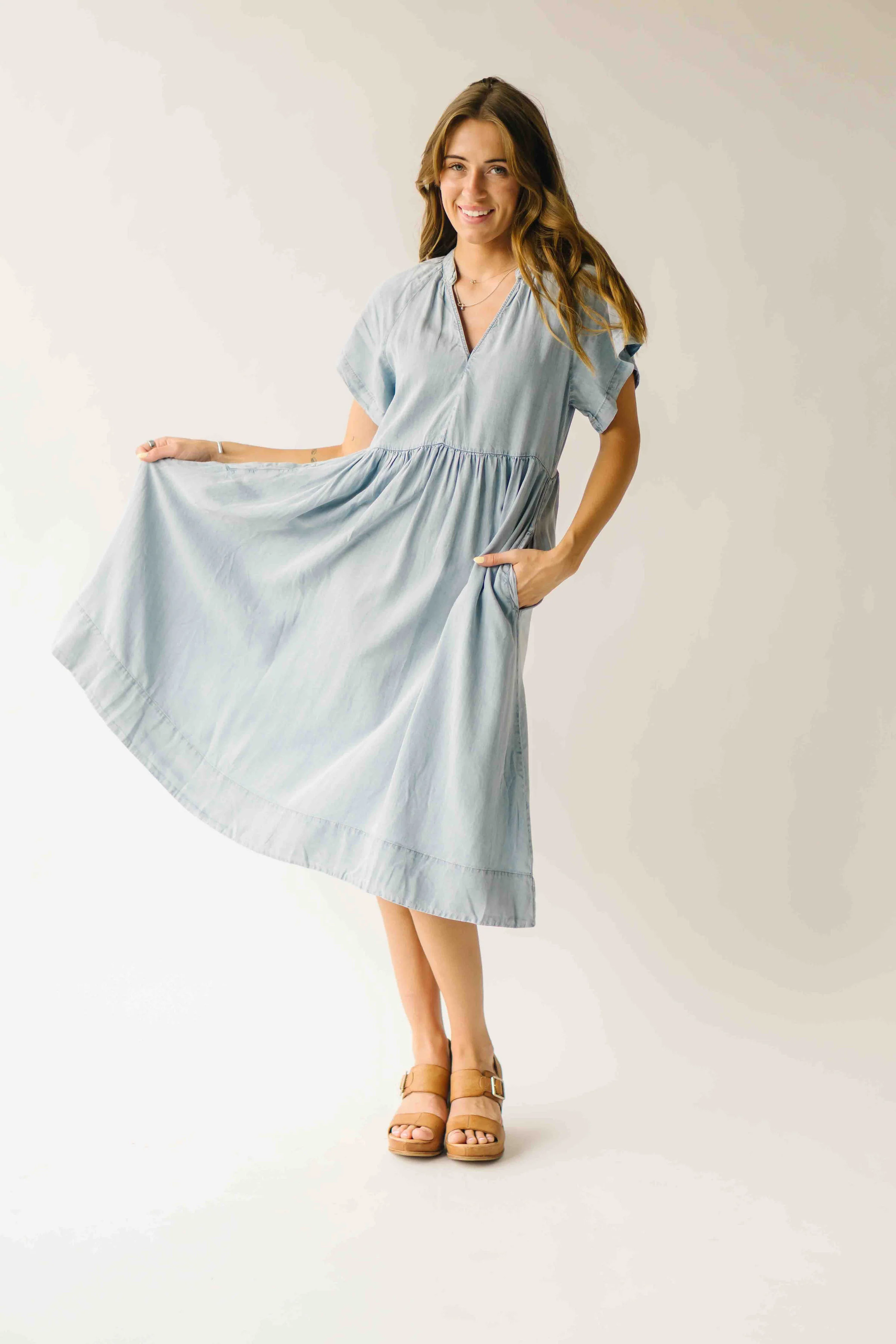 The Rosario Tencel Midi Dress in Denim - Image 13