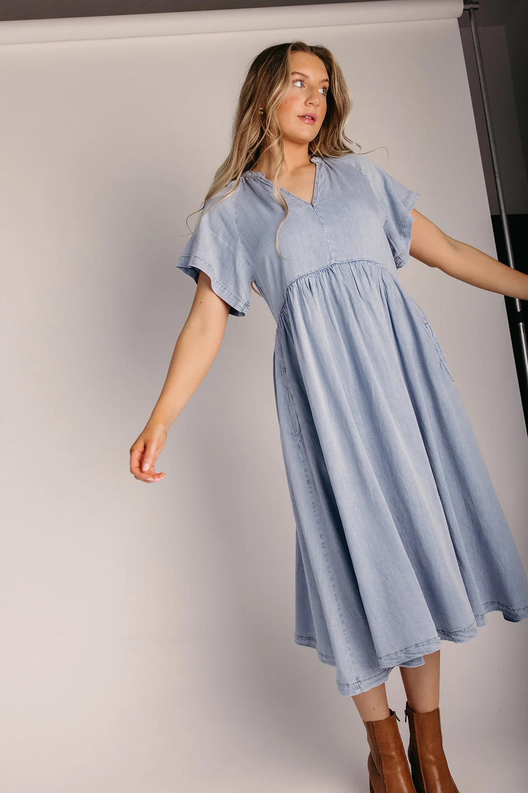 The Rosario Tencel Midi Dress in Denim - Image 2