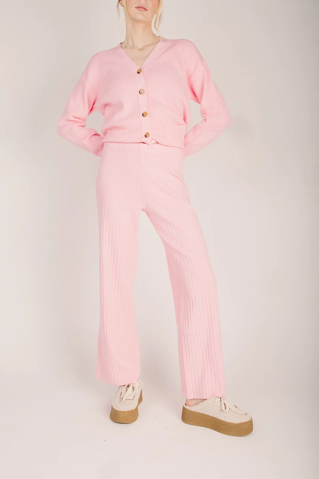The Rowlett Ribbed Knit Lounge Pant in Punch - Image 2