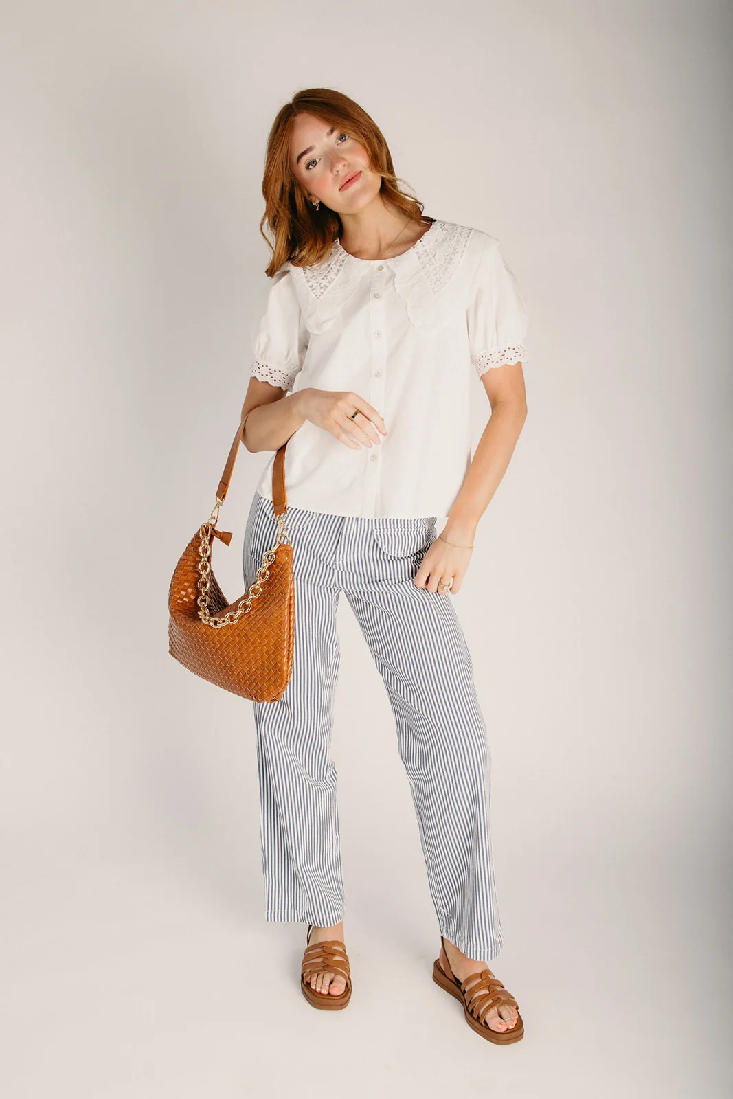 The Rowley Collared Button-Up Blouse in Off White - Image 3