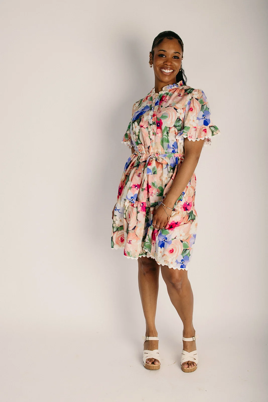The Rundell Ruffle Hem Floral Dress in Rose Harmony - Image 5