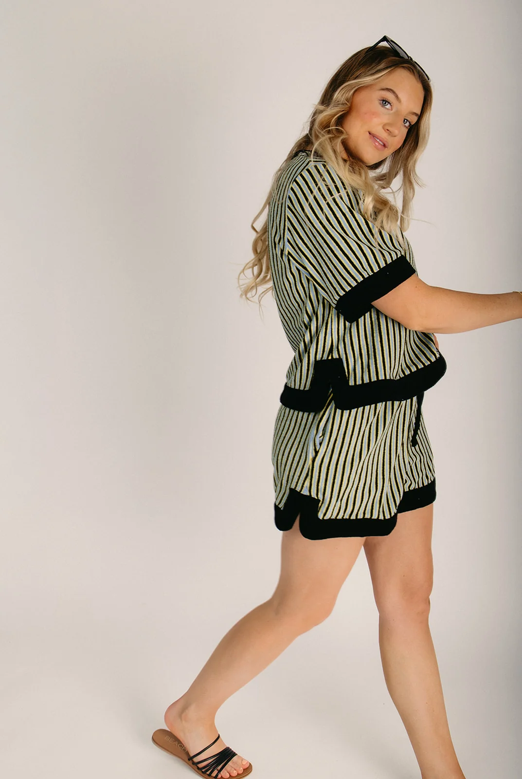 The Sampson Striped Terry Set in Navy Blue Multi - Image 7