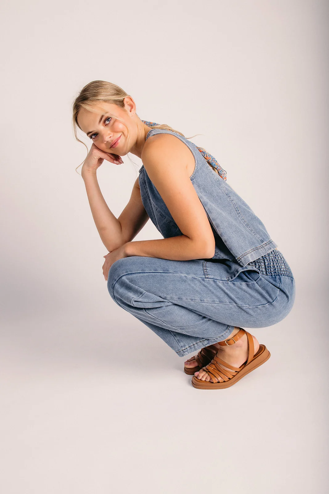 The Sardis Smocked Waist Pant in Denim - Image 5
