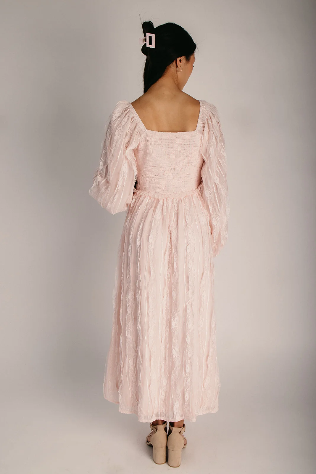 The Seabrook Lace Corset Maxi Dress in Blush - Image 4