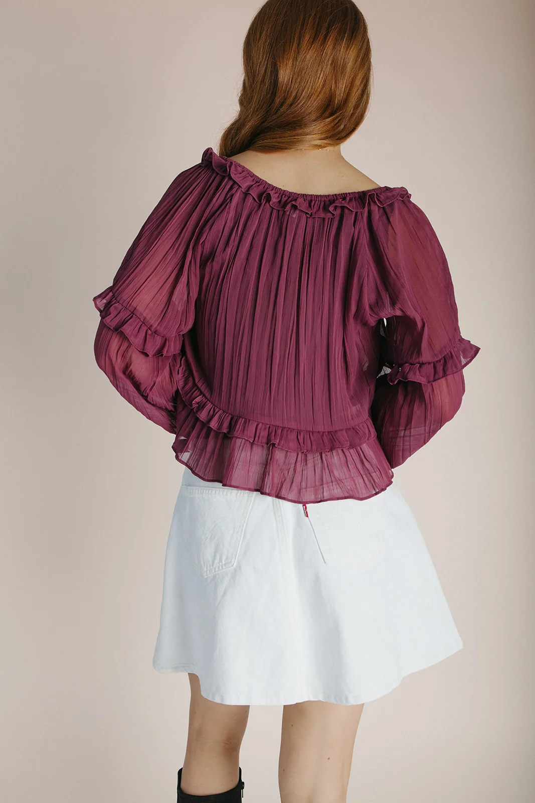 The Shalane Ruffled Scoop Neck Blouse in Dark Rose - Image 5