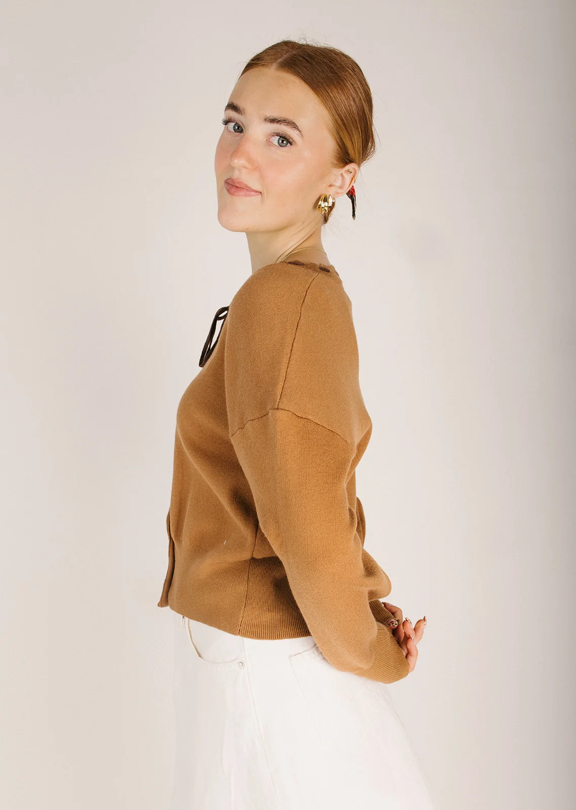 The Shanley Button-Up Cardigan in Camel - Image 4