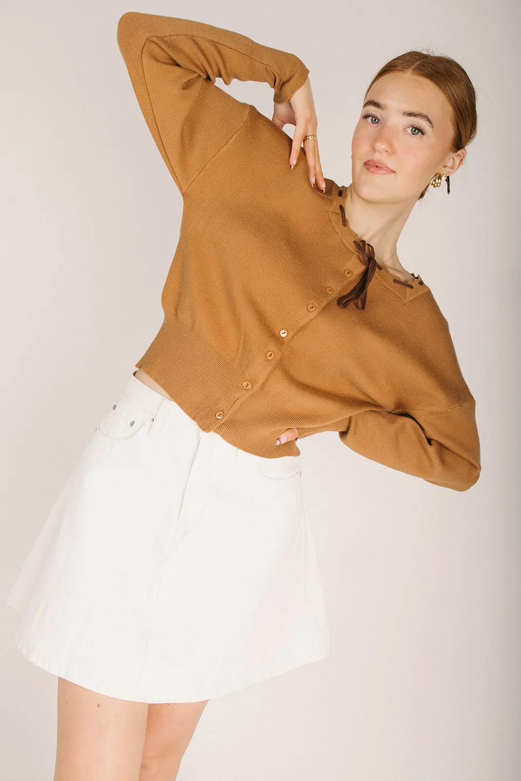 The Shanley Button-Up Cardigan in Camel - Image 5