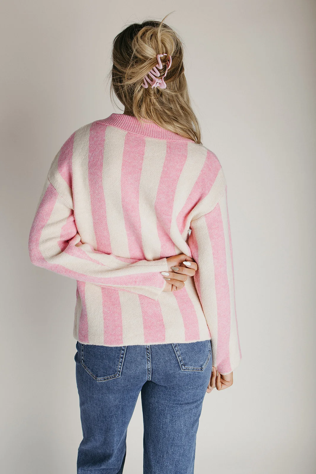 The Sharissa Striped Pullover in Pink Combo - Image 2