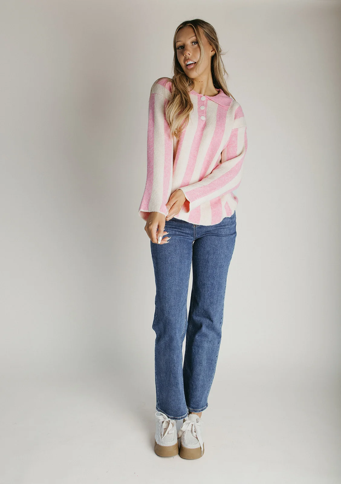 The Sharissa Striped Pullover in Pink Combo - Image 3