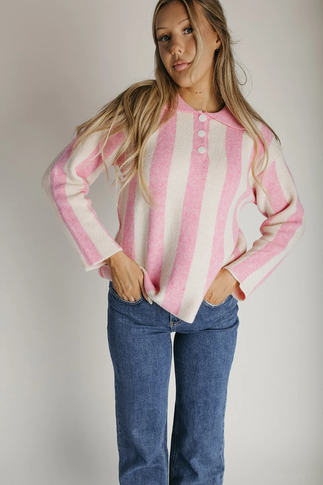 The Sharissa Striped Pullover in Pink Combo - Image 4