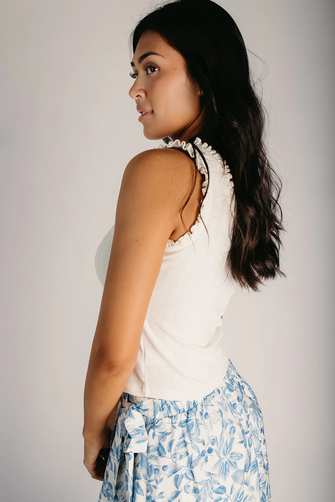 The Sharlene Ruffle Detail Tank in Cream - Image 5