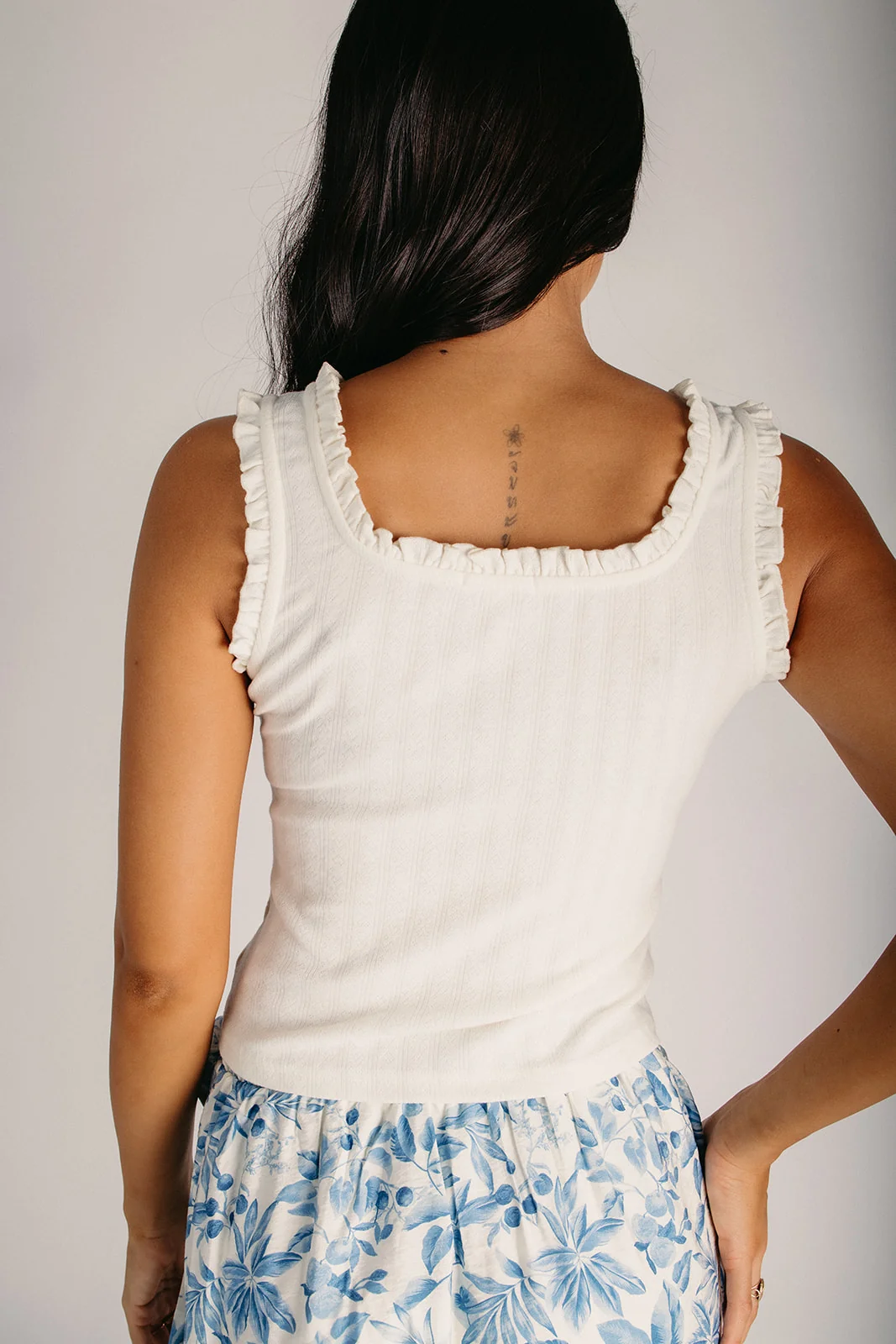 The Sharlene Ruffle Detail Tank in Cream - Image 6