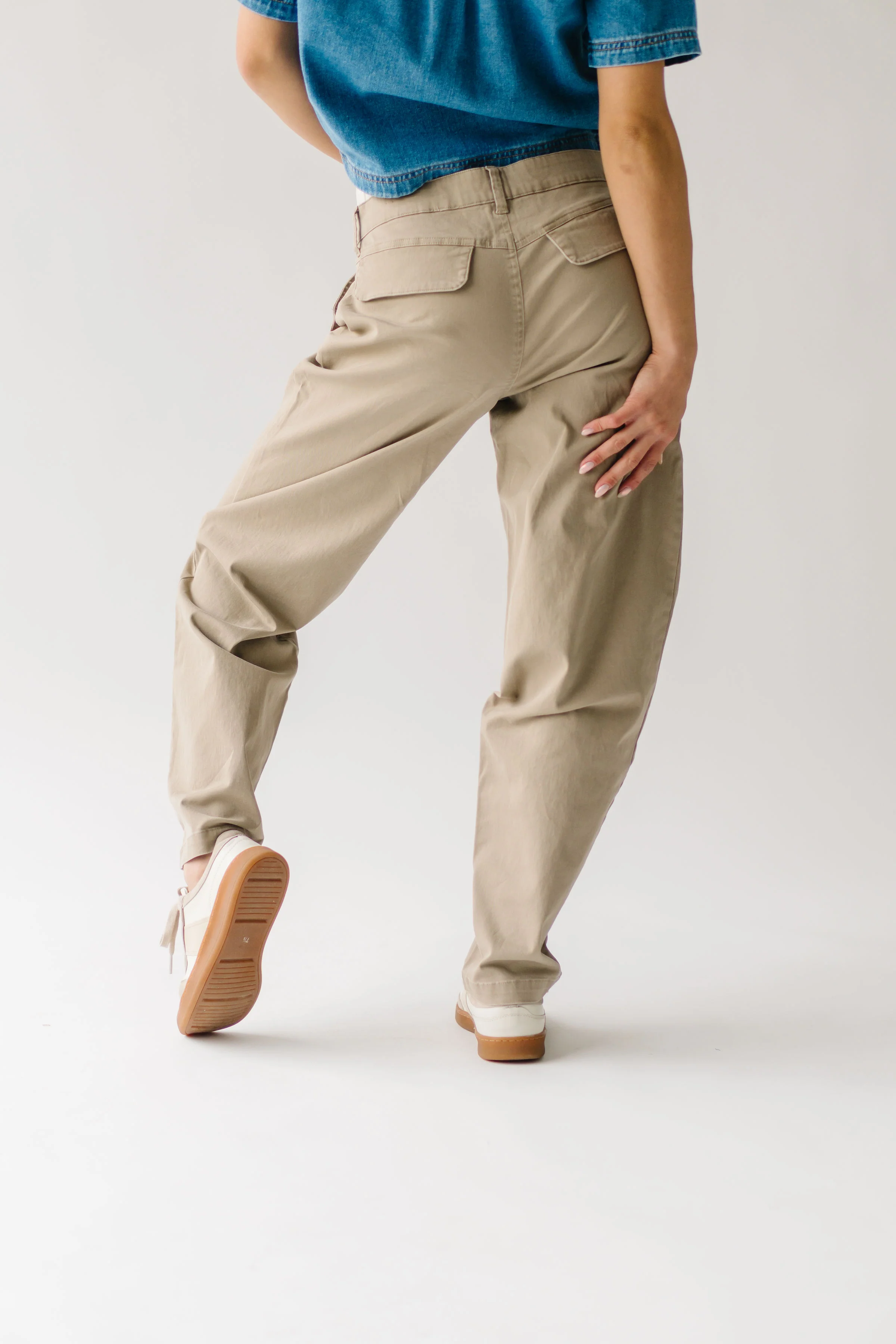 The Silvana Double Waistband Pant in Tan - Image 24