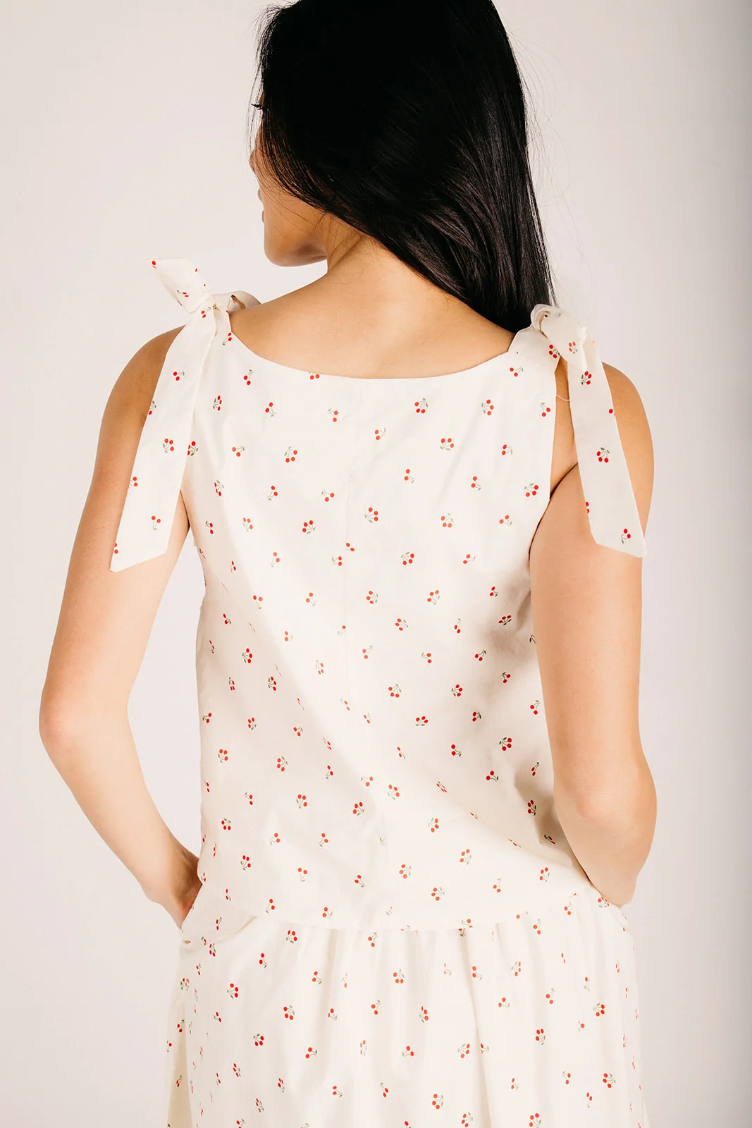 The Skeena Cherry Print Tank in Cream - Image 2