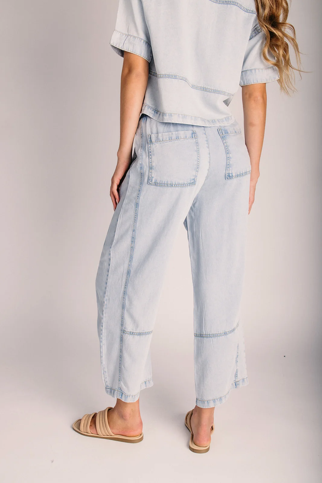 The Sora Elastic Waist Denim Pant in Light Wash - Image 3
