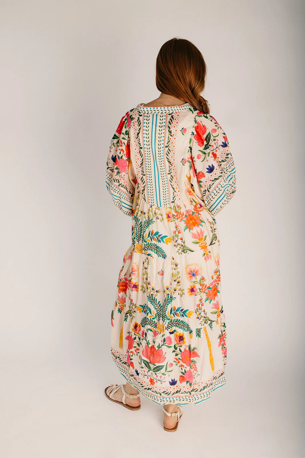 The Sorano Floral Button-Up Maxi Dress in Natural Multi - Image 4