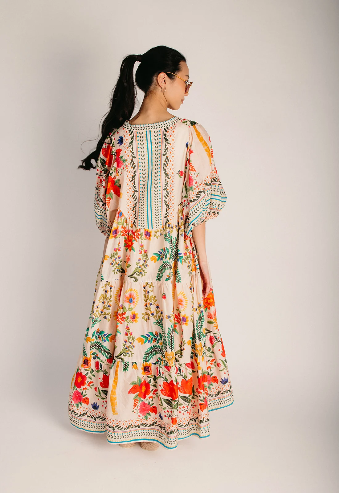The Sorano Floral Button-Up Maxi Dress in Natural Multi - Image 8